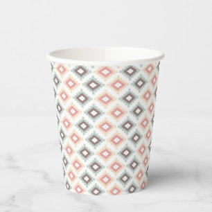 Geometric pattern in aztec style paper cups