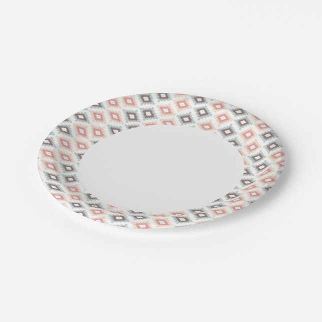 Geometric pattern in aztec style paper plate (Angled)
