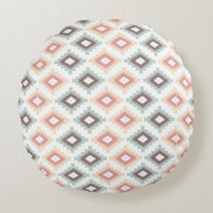 Geometric pattern in aztec style round cushion