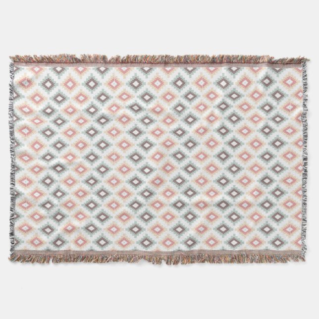 Geometric pattern in aztec style throw blanket (Front)