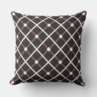 Geometric Pattern in Black and Warm Brown Tones Cushion