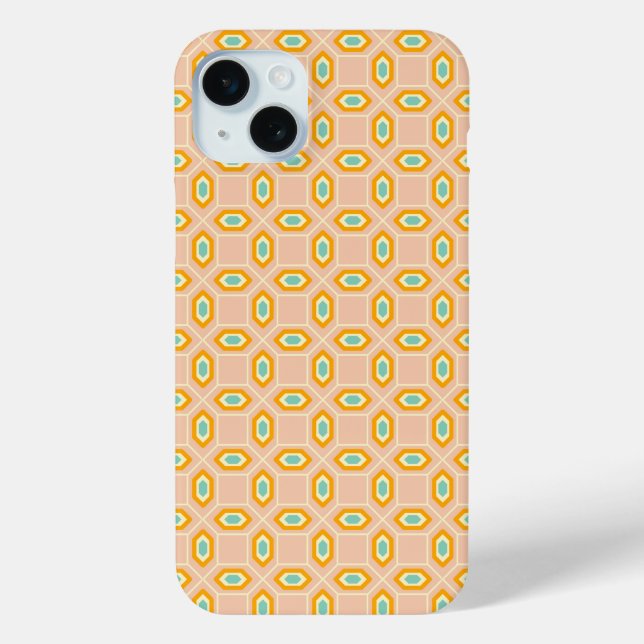 Geometric pattern in blue and orange diamond shape Case-Mate iPhone case (Back)