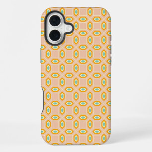 Geometric pattern in blue and orange diamond shape iPhone 16 plus case