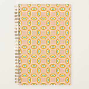 Geometric pattern in blue and orange diamond shape planner