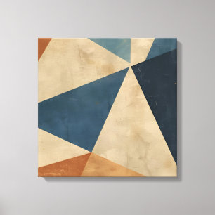 Geometric Pattern in Blues, Tans, and Rust Canvas Print