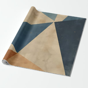 Geometric Pattern in Blues, Tans, and Rust Wrapping Paper