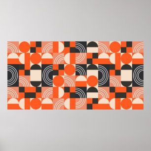 Geometric pattern in bright color blocks. poster