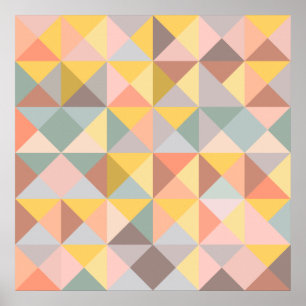 Geometric Pattern in Fall and Autumn Earth Tones Poster