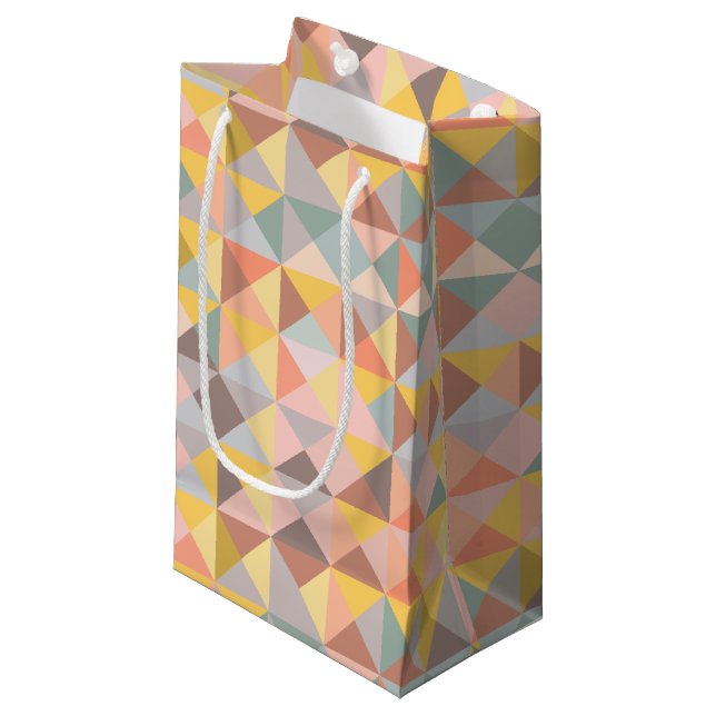 Geometric Pattern in Fall and Autumn Earth Tones Small Gift Bag (Front Angled)