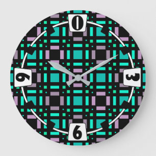 Geometric pattern in green and geometric colors pl large clock