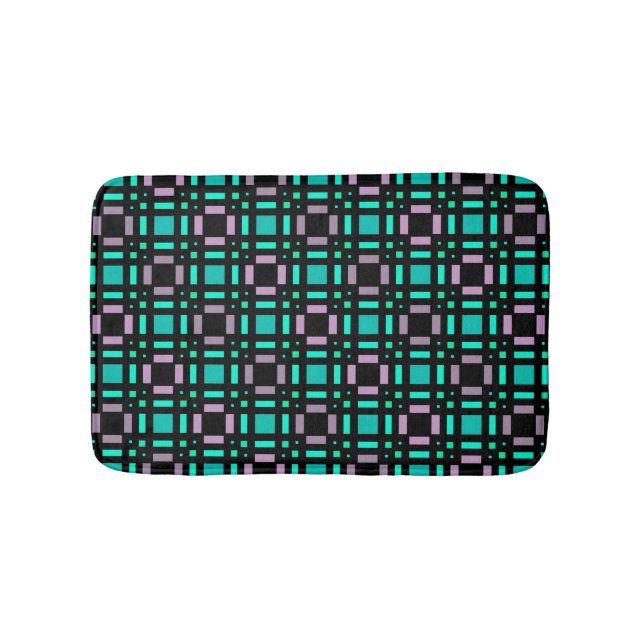 Geometric pattern in green and geometric colours p bath mat (Front)