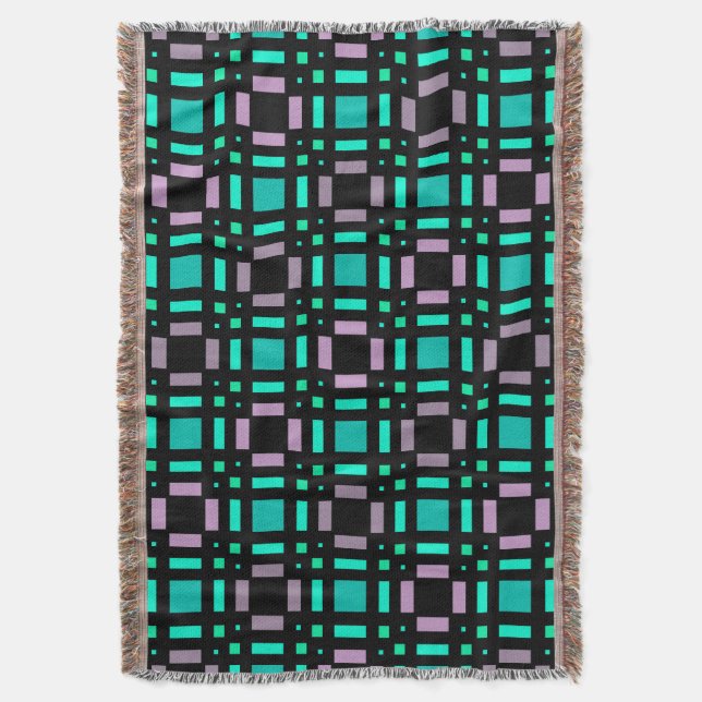 Geometric pattern in green and geometric colours p throw blanket (Front Vertical)