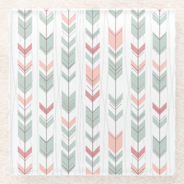 Geometric pattern in retro style glass coaster (Front)