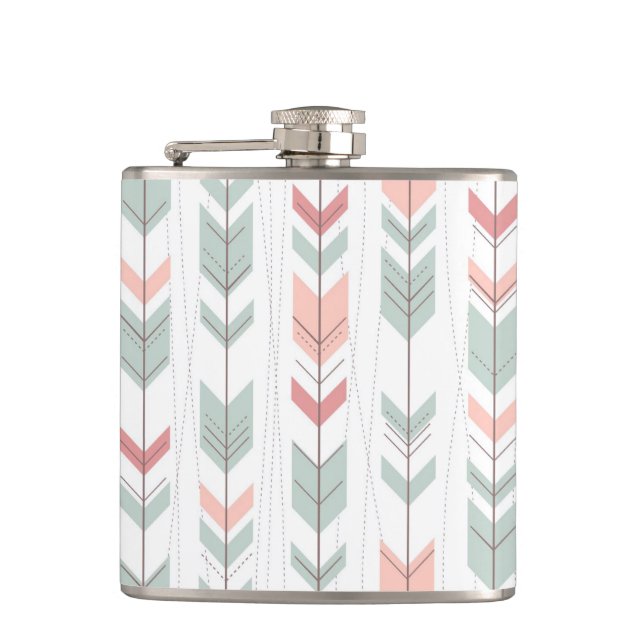 Geometric pattern in retro style hip flask (Front)