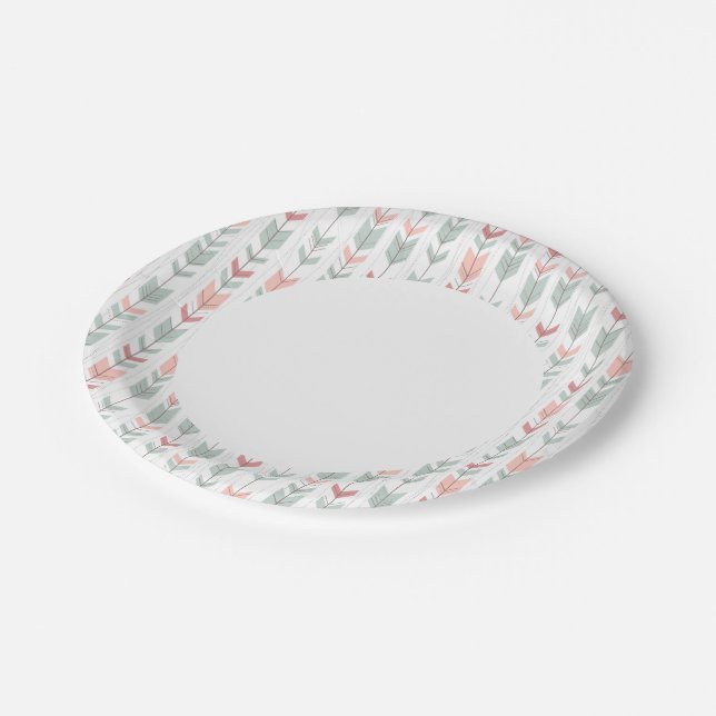 Geometric pattern in retro style paper plate (Angled)
