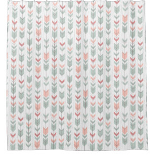 Geometric pattern in retro style shower curtain