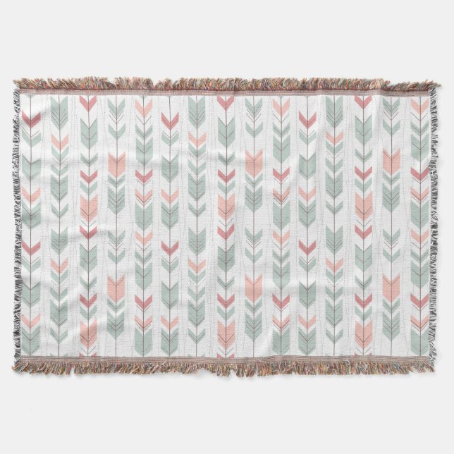 Geometric pattern in retro style throw blanket (Front)