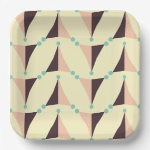 Geometric pattern in retro vibe paper plate