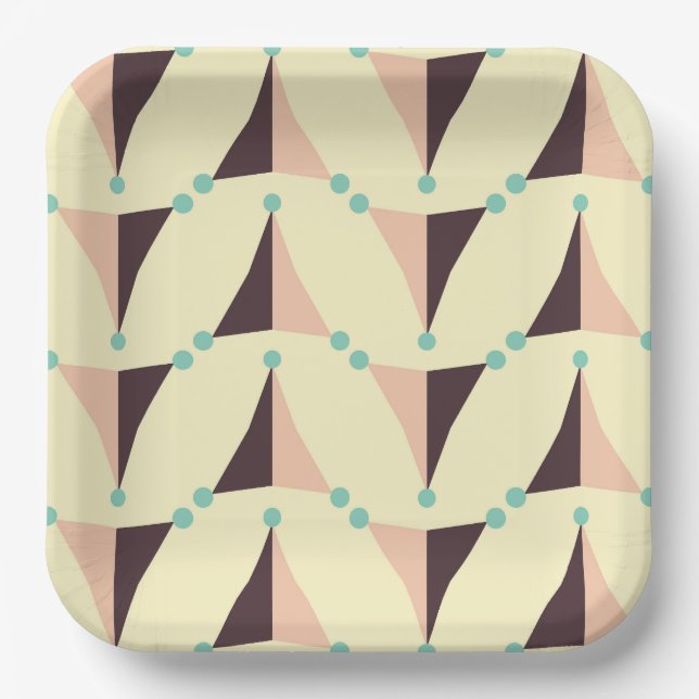 Geometric pattern in retro vibe paper plate (Front)