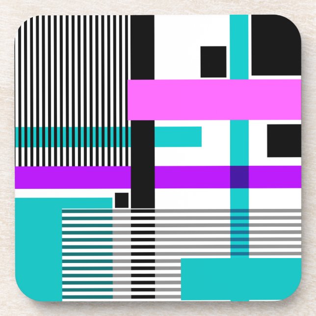 geometric pattern in striped and neon colours coaster (Front)