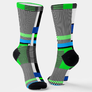geometric pattern in striped and neon colours socks