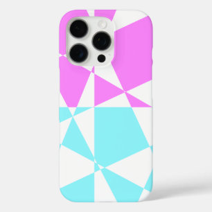 Geometric Pattern in White, Pink and Light Blue iPhone 16 Pro Case