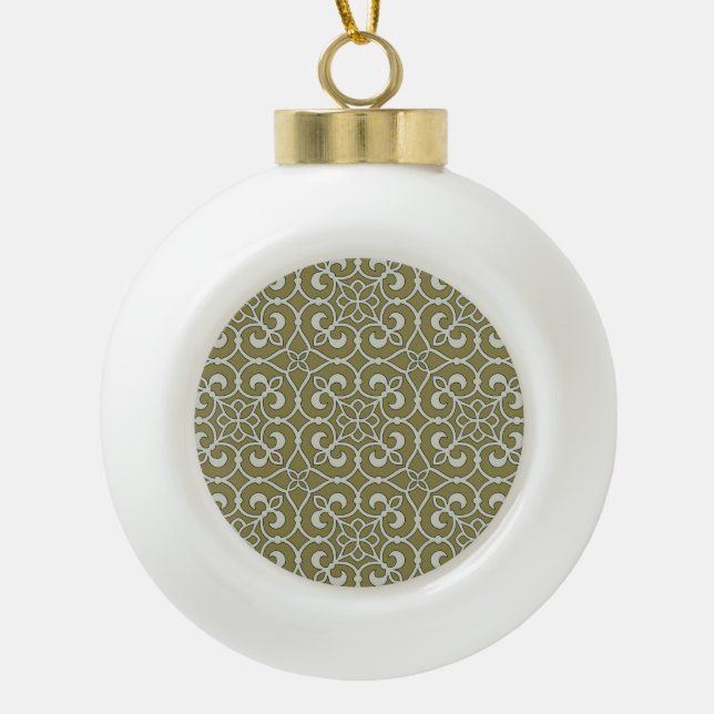 Geometric Pattern Lattice  Ceramic Ball Christmas Ornament (Front)