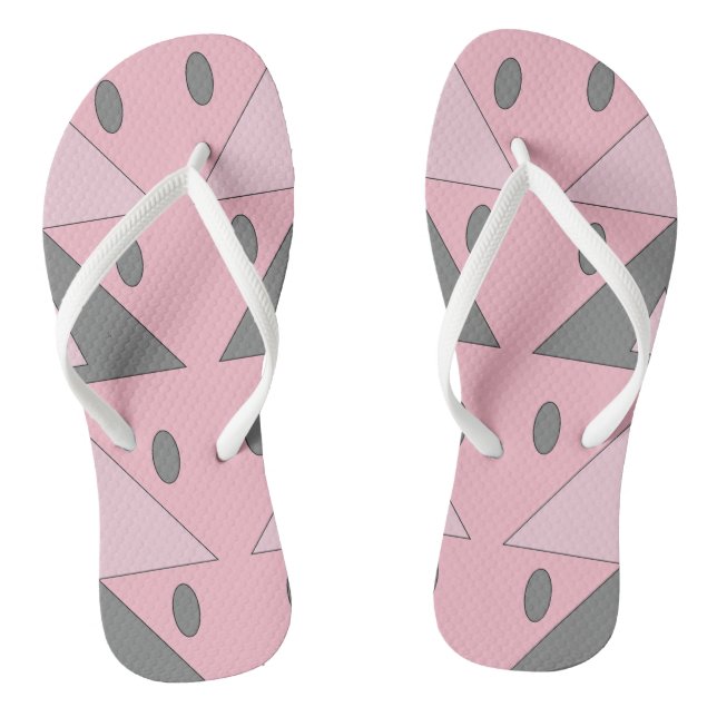 Geometric Pattern Light Soft Pink Grey Funny Jandals (Footbed)