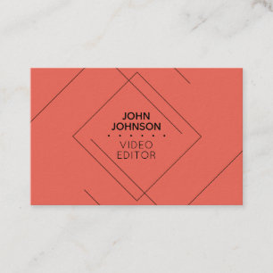 Geometric pattern line artistic modern red business card