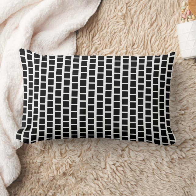 Geometric Pattern Modern Black and White Lumbar Pi Cushion (Blanket)