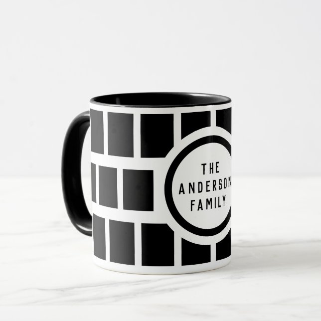 Geometric Pattern Modern Black and White Mug (Front Left)