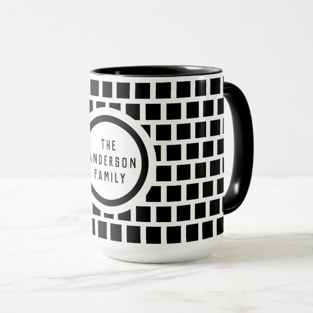 Geometric Pattern Modern Black and White Mug (Front Right)