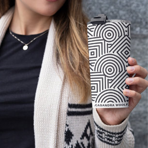 Geometric Pattern Modern Grey & White Cool Thermal Tumbler