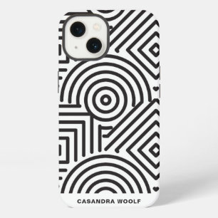 Geometric Pattern Modern Stylish Grey & White iPhone 13 Case
