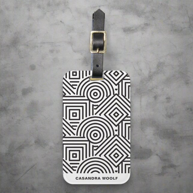 Geometric Pattern Modern Stylish Grey & White  Luggage Tag (Creator Uploaded)