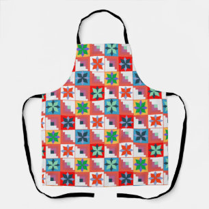 Geometric pattern multicolored patchwork  apron