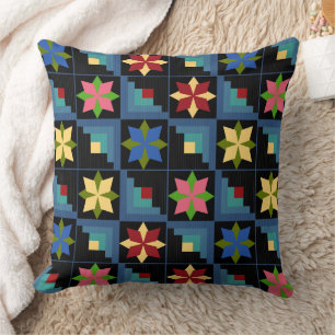 Geometric pattern multicolored patchwork cushion