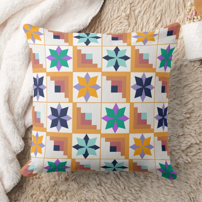 Geometric pattern multicolored patchwork cushion (Blanket)