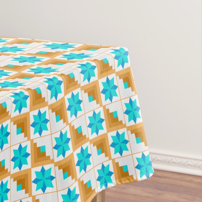 Geometric pattern multicolored patchwork tablecloth (In Situ)