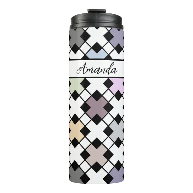Geometric pattern multicolored thermal tumbler (Front)