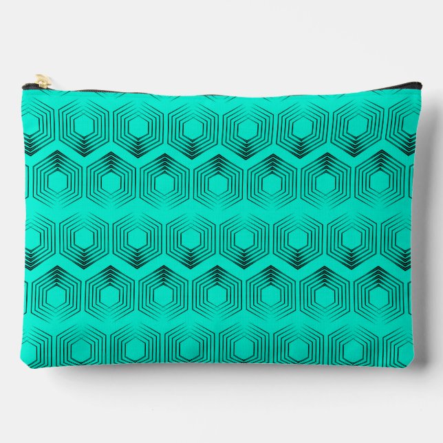 geometric pattern neon green colours accessory pouch (Front)