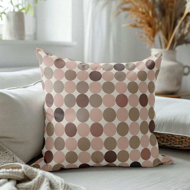 Geometric pattern of brown and pink polka dots cushion (Creator Uploaded)