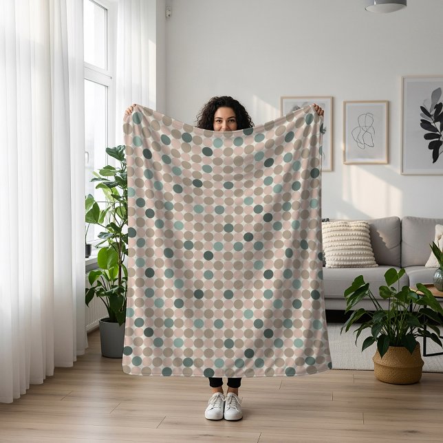 Geometric pattern of green and pink polka dots sherpa blanket (Creator Uploaded)