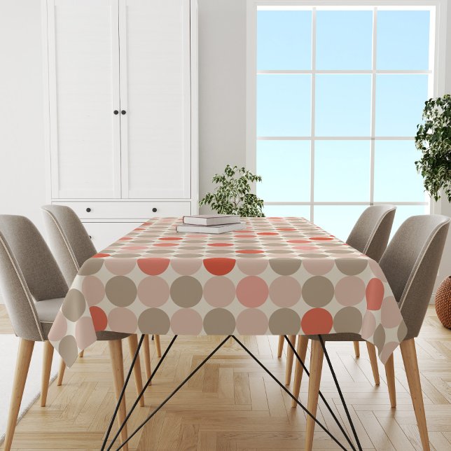 Geometric pattern of red, brown, pink polka dots tablecloth (Creator Uploaded)