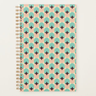 Geometric pattern of teal, beige, and black shapes planner