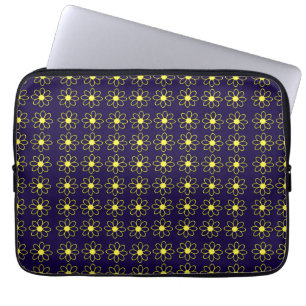 Geometric Pattern of Yellow Daisy Flowers Laptop Sleeve