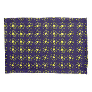 Geometric Pattern of Yellow Daisy Flowers Pillowcase