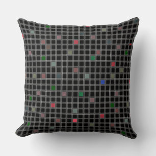 Geometric pattern on a black background checkered cushion