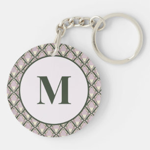 Geometric Pattern on Green Key Ring