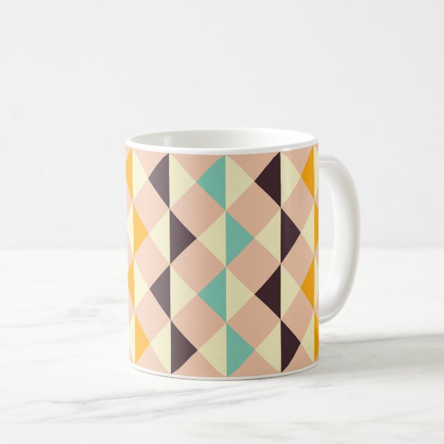 Geometric pattern overlapping diamonds & triangle coffee mug (Front Right)